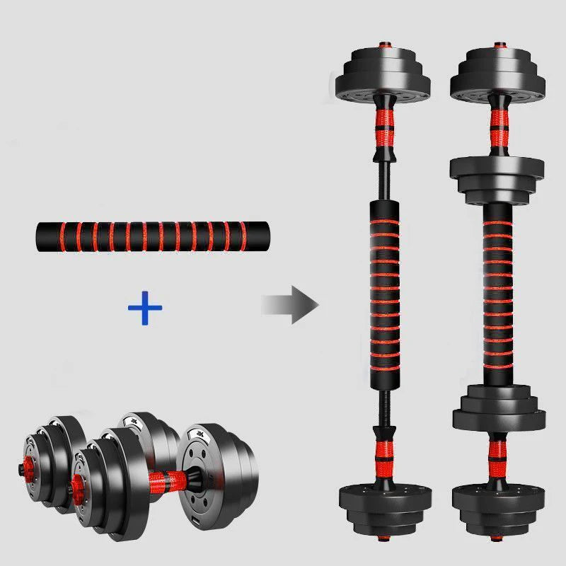 5-44lbs Adjustable Dumbbell to Barbell Set, Anti-Slip Grip, Versatile Home Gym Fitness Strength Training Barbell Weight Plates