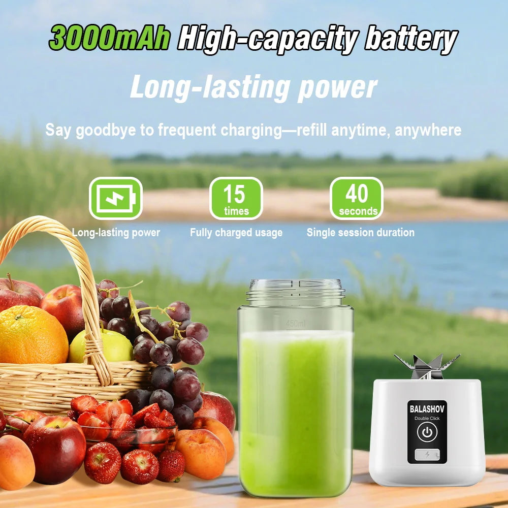 Portable Electric Juicer Mini USB Juicer Machine Shakes Smoothie Blenders Vegetables Fresh Household Juice Extractor 450ml