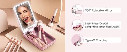 BESTOPE PRO Makeup Brushes with Case, 20PCs Travel Makeup Brush Set, Foundation Concealer Blush Eyeshadow Brush Set Contour