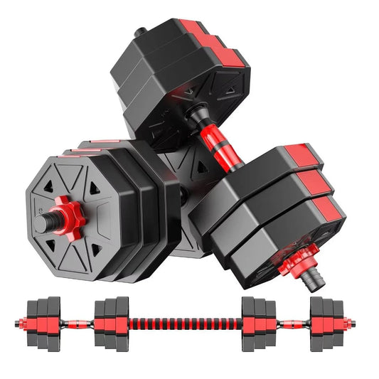 Adjustable Dumbbell to Barbell Fitness Set – 44lbs Anti-Slip Grip, 3-in-1 Home Gym Strength Training Barbell Weight Set Merit Sell