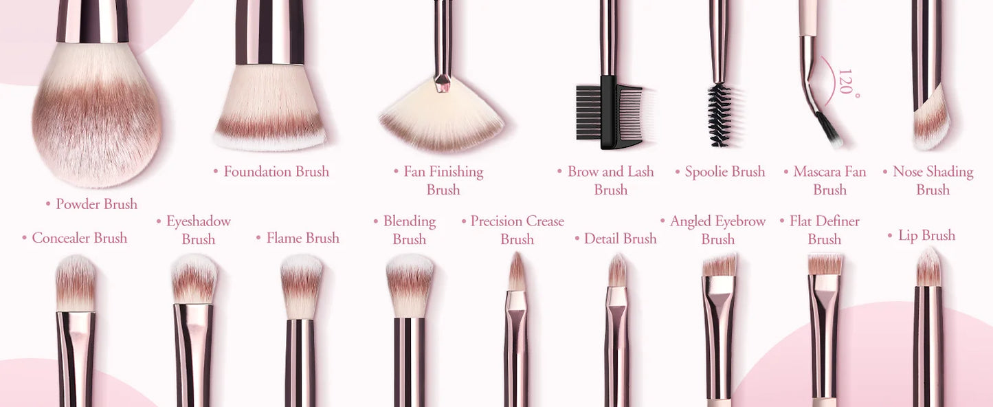 BESTOPE PRO Makeup Brushes with Case, 20PCs Travel Makeup Brush Set, Foundation Concealer Blush Eyeshadow Brush Set Contour