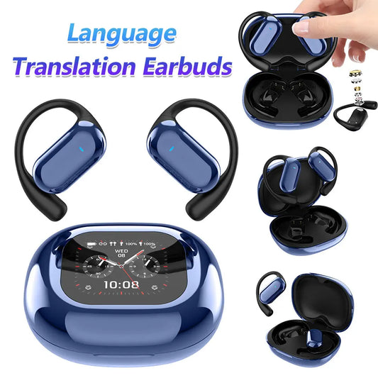 AI Language Translation Earbuds 144 Languages Bluetooth-Compatible 5.4 Translation Earphones for Travel Business Learning - Merit Sell