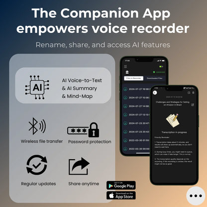 AI Voice Recorder transcription, Translation, Summary, Mind Mapping, Voice Activation 64GB Aluminum Dictaphone [AI Version] - Merit Sell