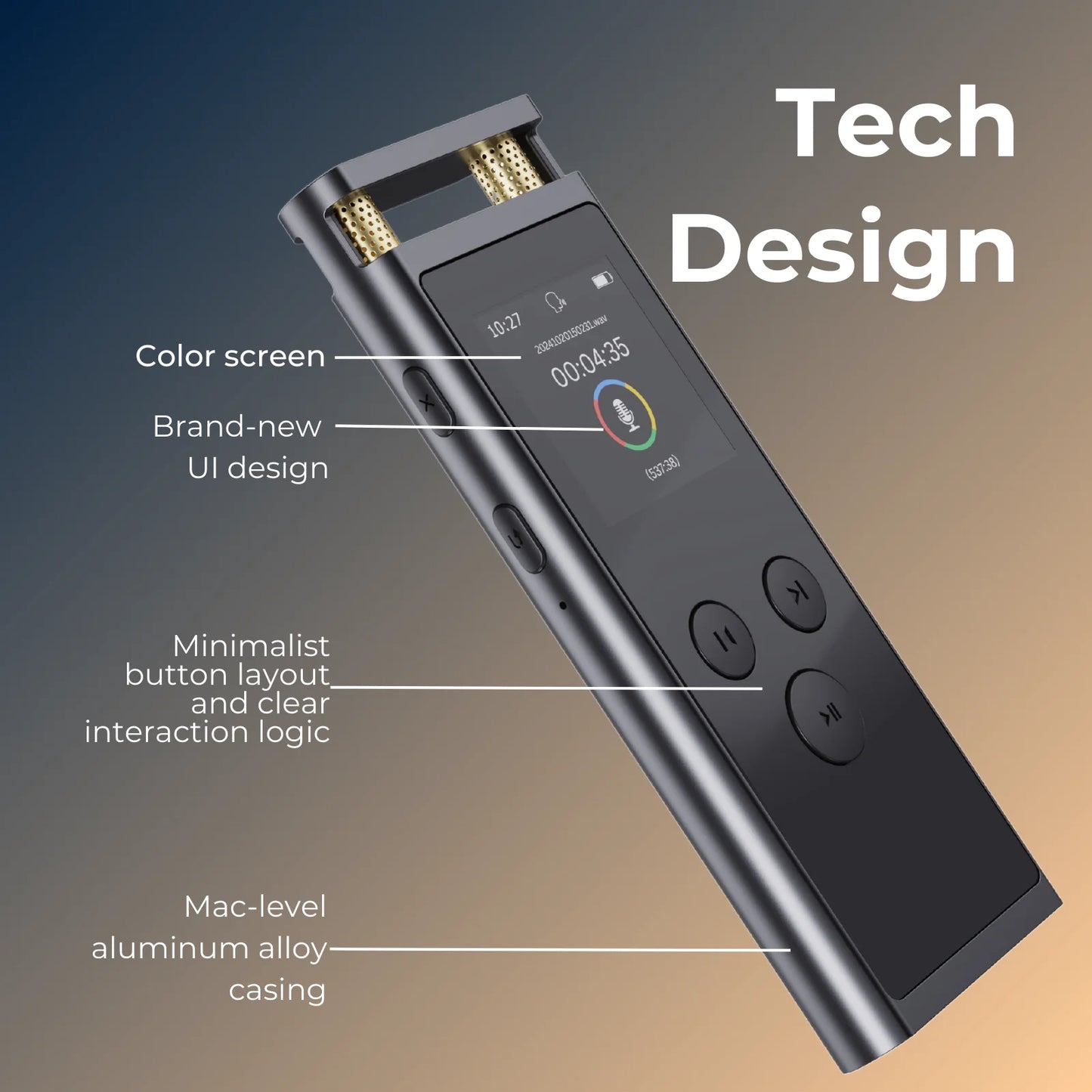 AI Voice Recorder transcription, Translation, Summary, Mind Mapping, Voice Activation 64GB Aluminum Dictaphone [AI Version] - Merit Sell