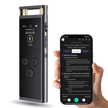 AI Voice Recorder transcription, Translation, Summary, Mind Mapping, Voice Activation 64GB Aluminum Dictaphone [AI Version] - Merit Sell