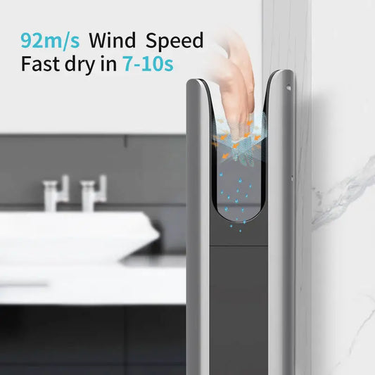 AIKE Automatic Hand Dryer HEPA Filtered Vertical Compact High Speed Jet-type Hands Drying Machine for Bathrooms 1400W 110V/220V - Merit Sell