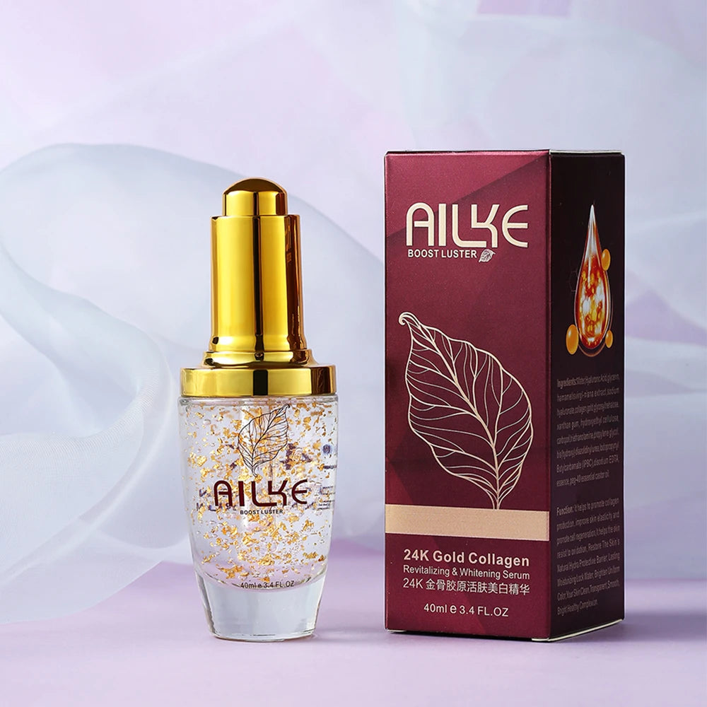 AILKE 24k Gold Face Serum, Facial Collagen Whitening Moisturizing Essence, Anti Spots ,With Acido Hialuronico, Women Skin Care - Merit Sell