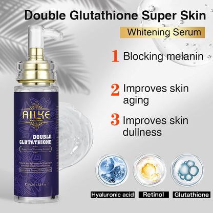 AILKE Hydrating & Brightening Serum for Dark Spots, Fine Lines and Wrinkles, With Collagen, Glutathione, For Face and Body Use - Merit Sell