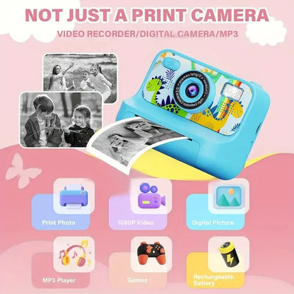 AMORUS Kids Instant Print Digital Camera Photo Label Thermal Print Camera for Girl Boys Gifts With 32G and 3 Rolls Printer Paper - Merit Sell