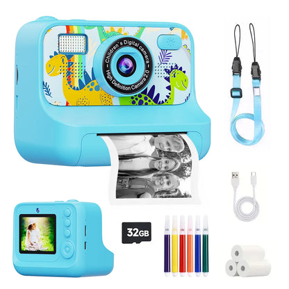 AMORUS Kids Instant Print Digital Camera Photo Label Thermal Print Camera for Girl Boys Gifts With 32G and 3 Rolls Printer Paper - Merit Sell