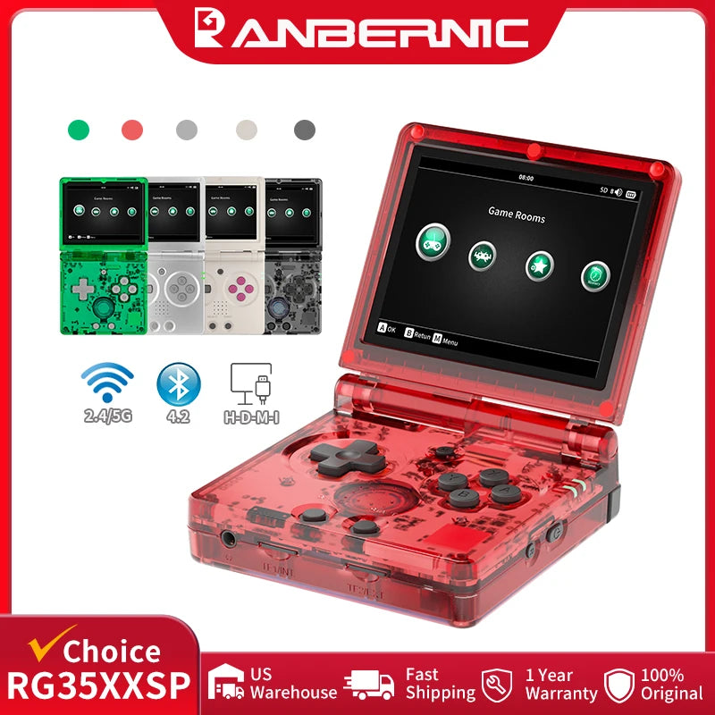 ANBERNIC RG35XXSP Flip Retro Handheld Game Console Linux 64bit WiFi Bluetooth Retro Video Gaming Console Online Play HDMI-TV Out - Merit Sell