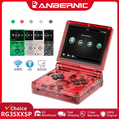 ANBERNIC RG35XXSP Flip Retro Handheld Game Console Linux 64bit WiFi Bluetooth Retro Video Gaming Console Online Play HDMI-TV Out - Merit Sell