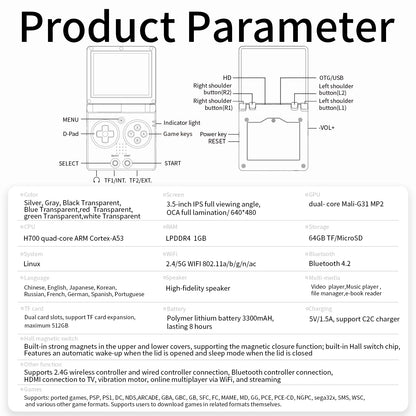 ANBERNIC RG35XXSP Flip Retro Handheld Game Console Linux 64bit WiFi Bluetooth Retro Video Gaming Console Online Play HDMI-TV Out - Merit Sell