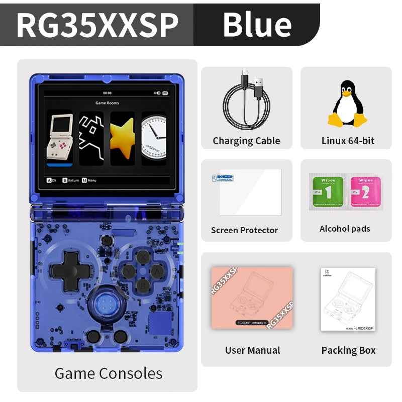 ANBERNIC RG35XXSP Flip Retro Handheld Game Console Linux 64bit WiFi Bluetooth Retro Video Gaming Console Online Play HDMI-TV Out - Merit Sell