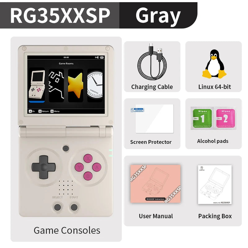 ANBERNIC RG35XXSP Flip Retro Handheld Game Console Linux 64bit WiFi Bluetooth Retro Video Gaming Console Online Play HDMI-TV Out - Merit Sell