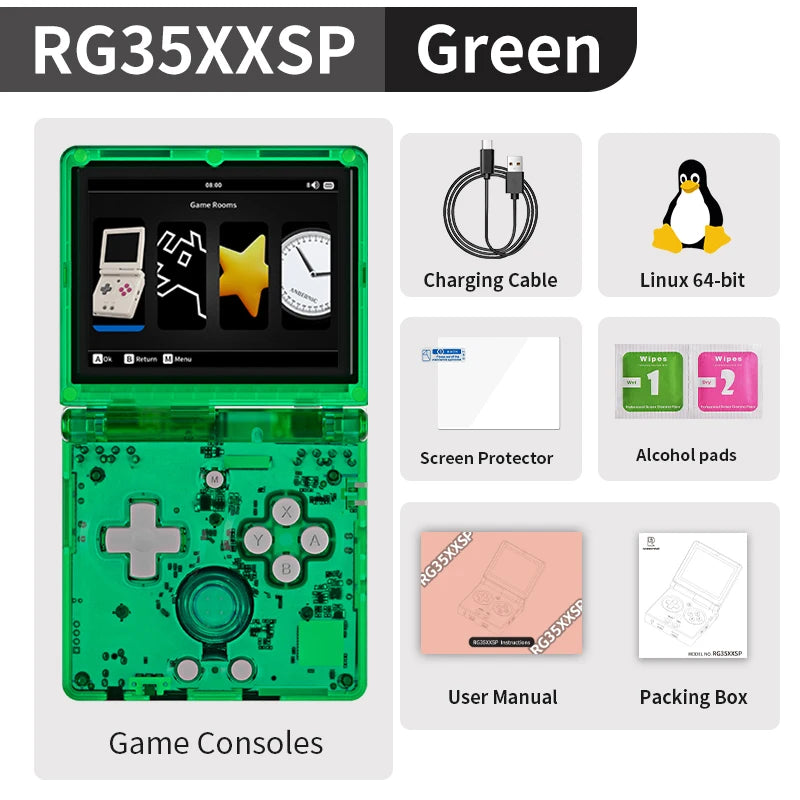 ANBERNIC RG35XXSP Flip Retro Handheld Game Console Linux 64bit WiFi Bluetooth Retro Video Gaming Console Online Play HDMI-TV Out - Merit Sell