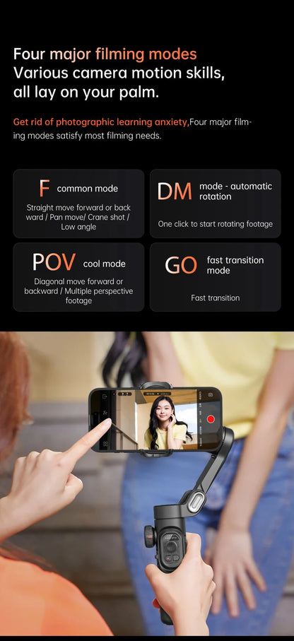 AOCHUAN Smart XE 3-Axis Handheld Gimbal Stabilizer for Smartphone iPhone Android Face Tracking Tiktok Vlog Live Streaming - Merit Sell