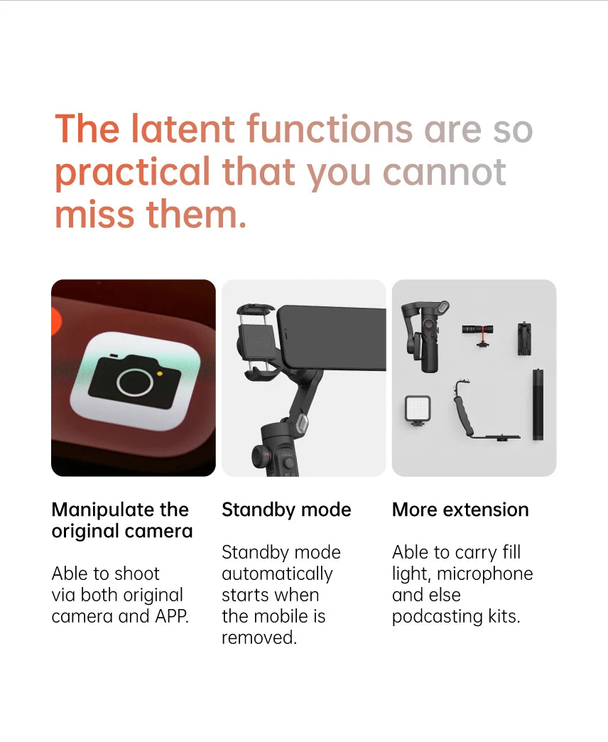 AOCHUAN Smart XE 3-Axis Handheld Gimbal Stabilizer for Smartphone iPhone Android Face Tracking Tiktok Vlog Live Streaming - Merit Sell