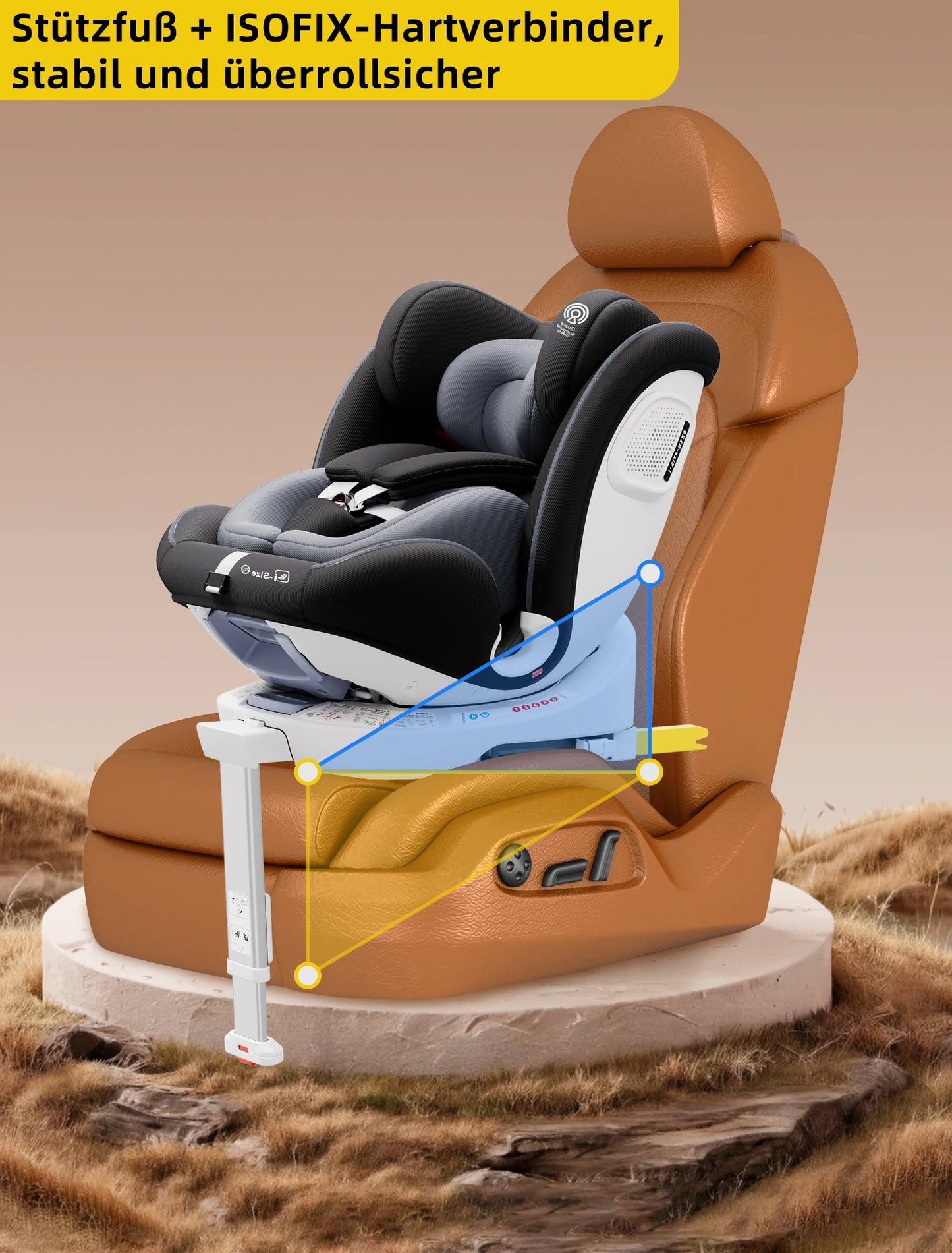 AP03 KL005 Child Seat Baby Car Seat 360° Rotatable ISOFIX ECE,0-12 years /9-36 kg/5-point belt/40-150cm - Merit Sell
