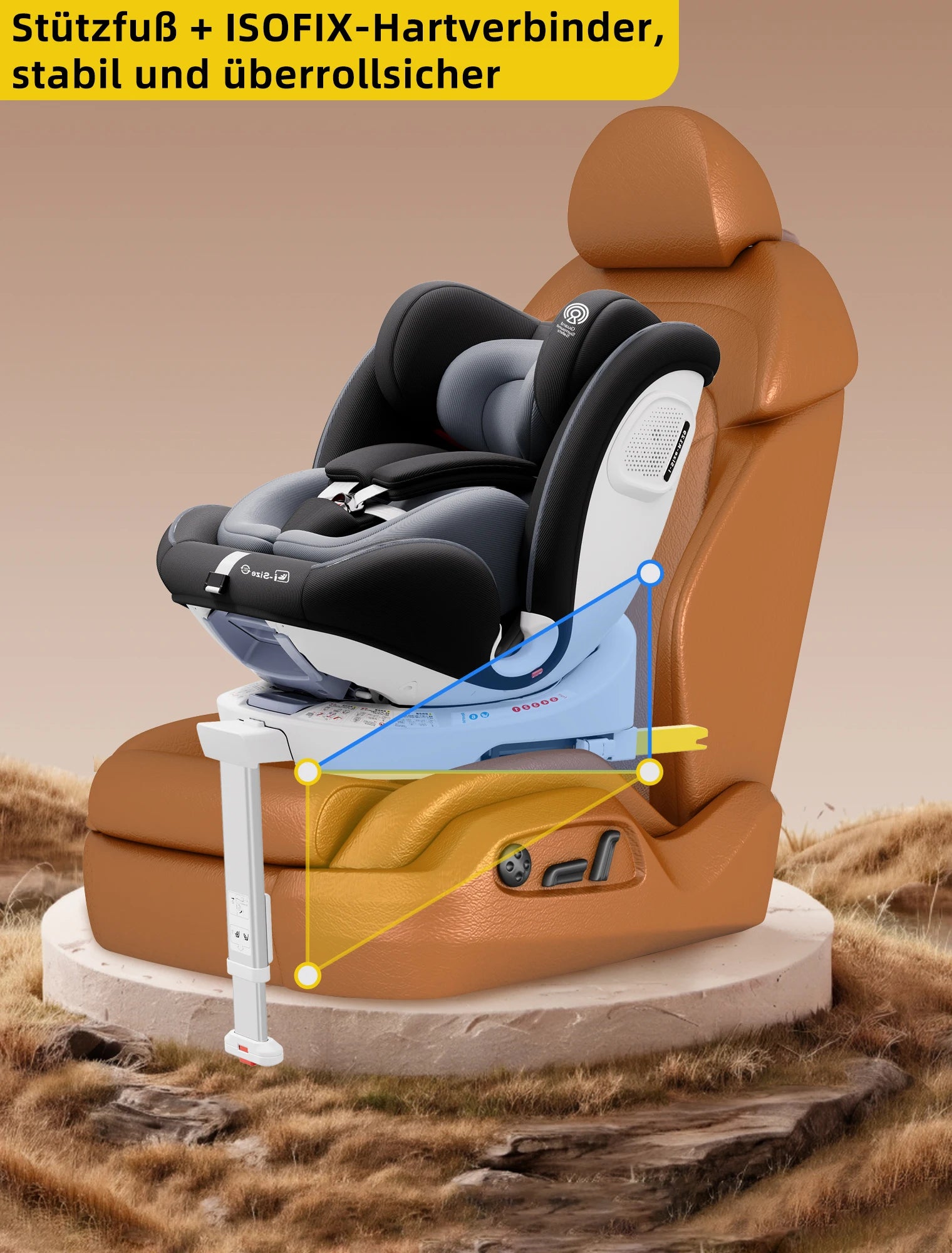 AP03 KL005 Child Seat Baby Car Seat 360° Rotatable ISOFIX ECE,0-12 years /9-36 kg/5-point belt/40-150cm - Merit Sell