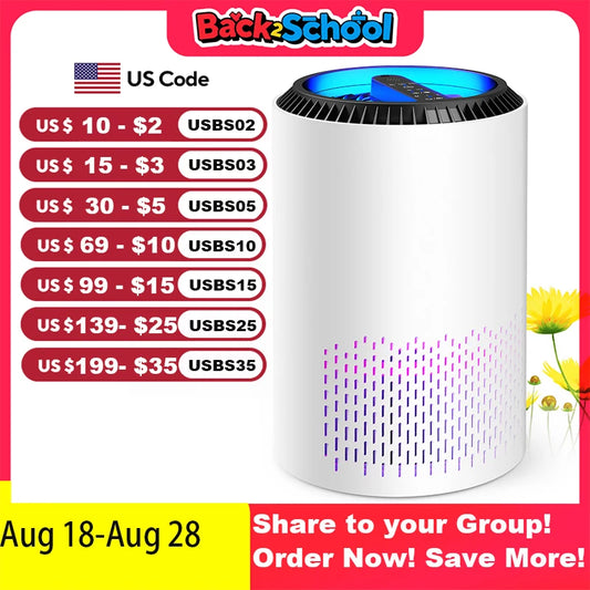 AROEVE Air Purifiers Fragrance for Bedroom Home Smoke Pollen Dander Hair Smell Air Cleaner with Sleep Speed Control 287 Sq.Ft - Merit Sell