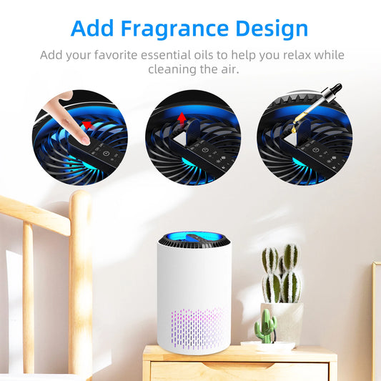 AROEVE Air Purifiers Fragrance for Bedroom Home Smoke Pollen Dander Hair Smell Air Cleaner with Sleep Speed Control 287 Sq.Ft - Merit Sell