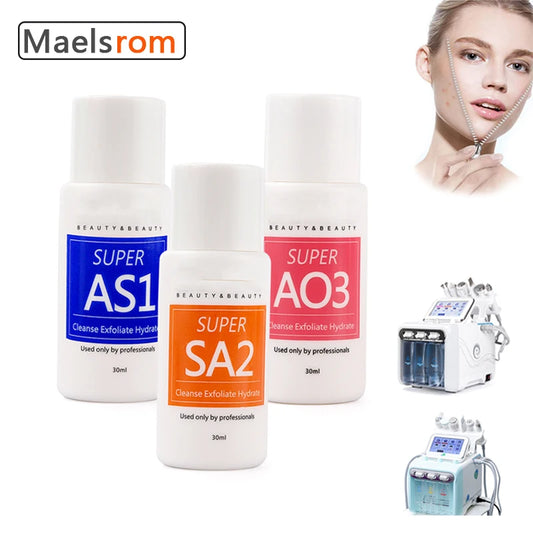 AS1 SA2 AO3 30ml High Concentrated Solution Liquid For Dermabrasion Beauty Machine Kit of 3 Serums Skin Deep Cleaning Skin Care - Merit Sell