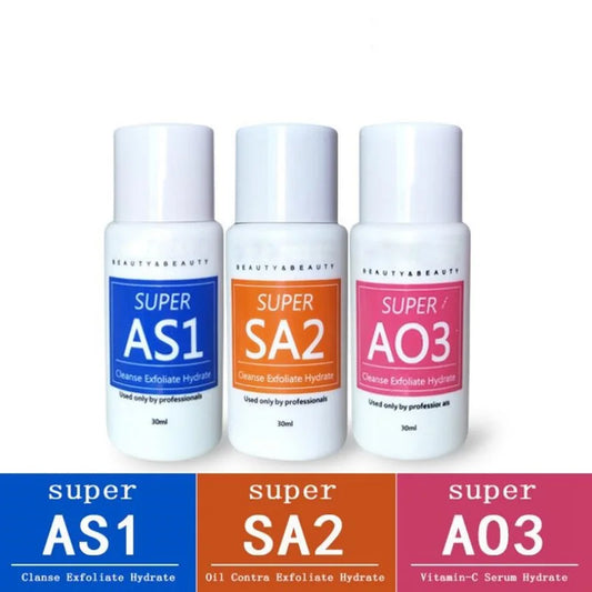 AS1 SA2 AO3 30ml High Concentrated Solution Liquid For Dermabrasion Beauty Machine Kit of 3 Serums Skin Deep Cleaning Skin Care - Merit Sell