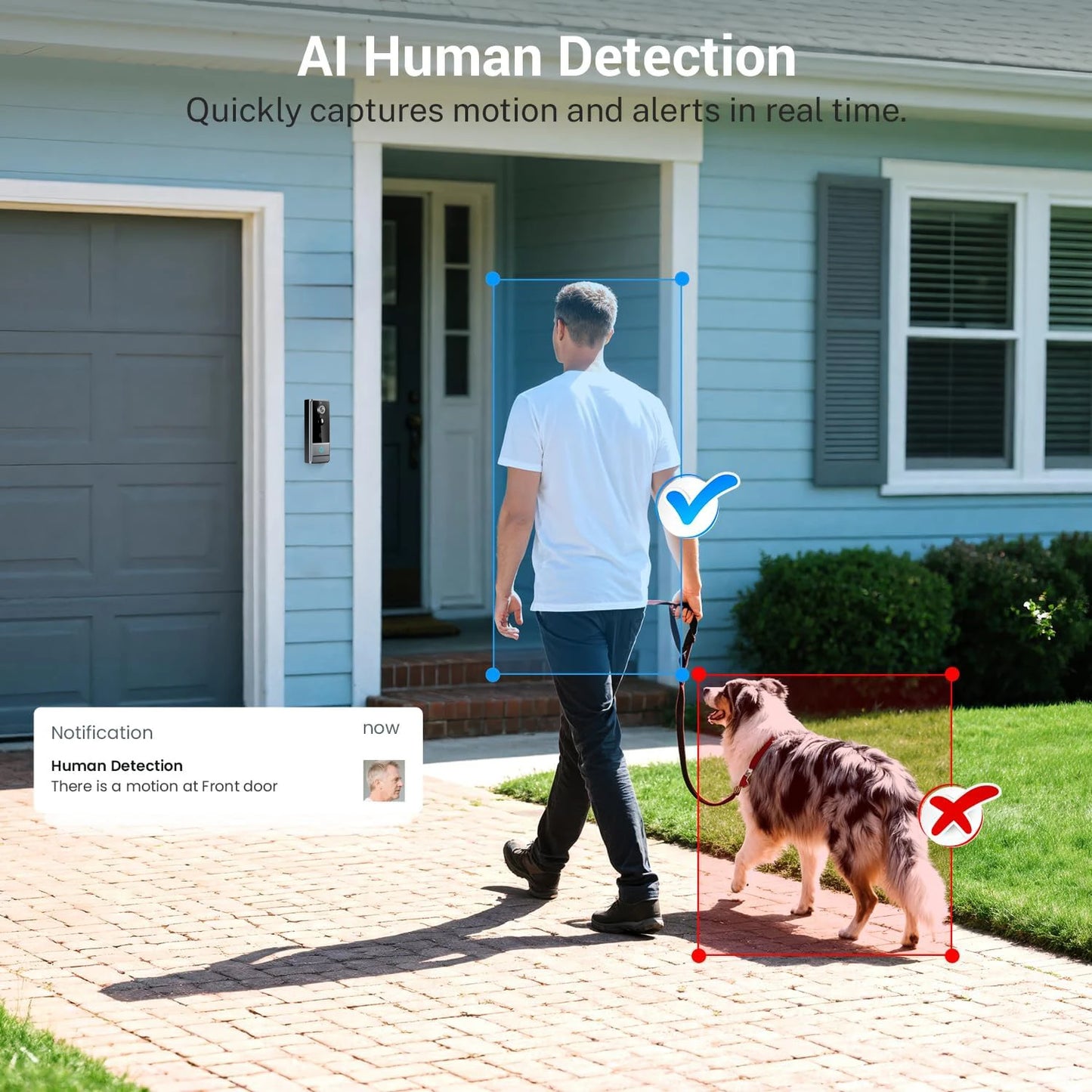 Wireless Smart Video Doorbell, Video Doorbell Camera, Home Security WiFi Doorbell Camera, PIR Motion Doorbell