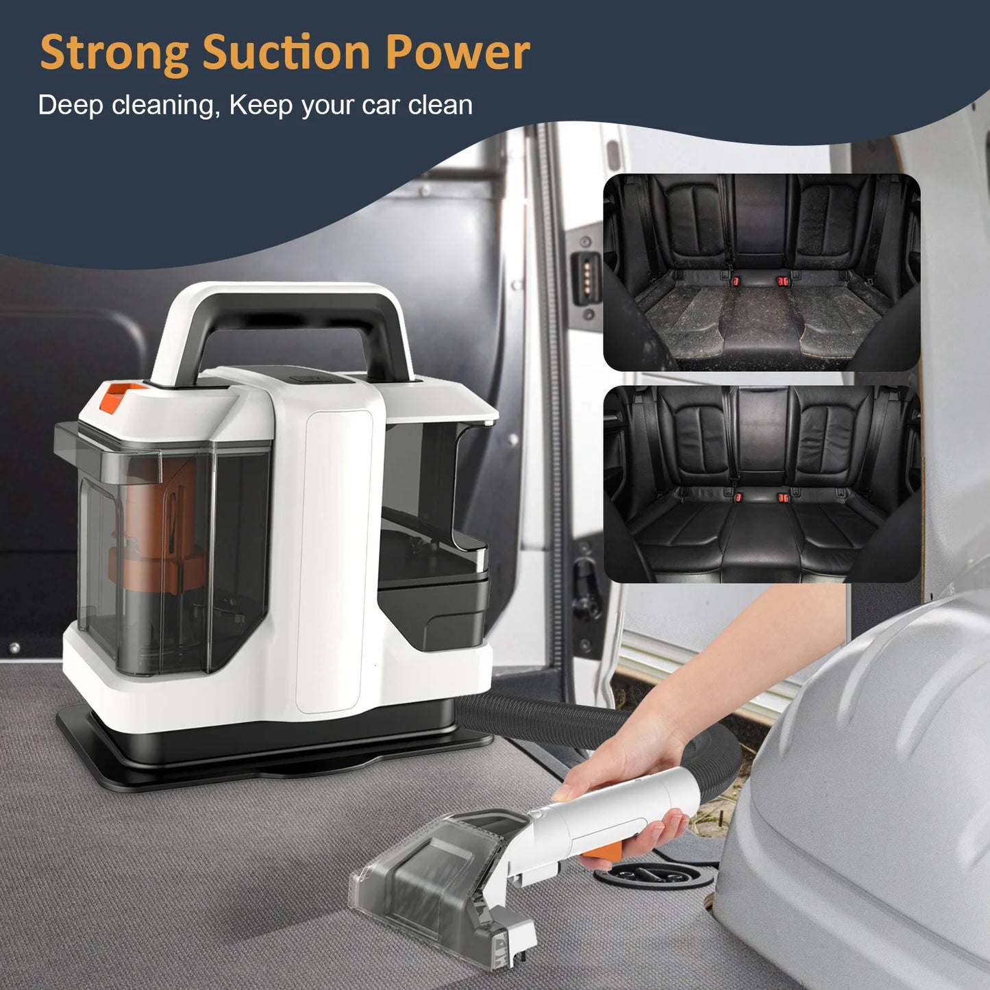 Handheld Carpet Cleaner 750W 15KPa Portable Spot Cleaner for Car Sofa Pet Hair Spray Suction Upholstery Clean Machine