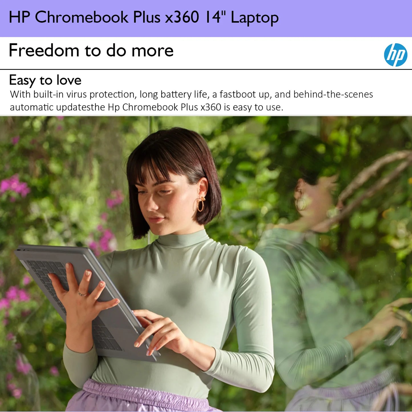 HP Chromebook Plus x360 for Student & Business, 14" 2 in 1 FHD Touchscreen Laptop, Intel 8-Core i3-N305, 8GB RAM, 256GB UFS