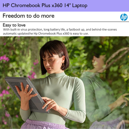 HP Chromebook Plus x360 for Student & Business, 14" 2 in 1 FHD Touchscreen Laptop, Intel 8-Core i3-N305, 8GB RAM, 256GB UFS