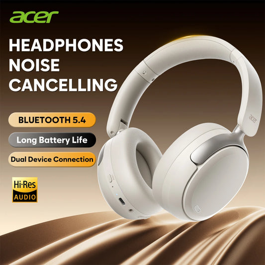 Acer OHR516 ANC Wireless Headphone Noise Cancelling Hi-Res Spatial Audio Earphone Bluetooth Over Ear Headset 40mm Dynamic Driver