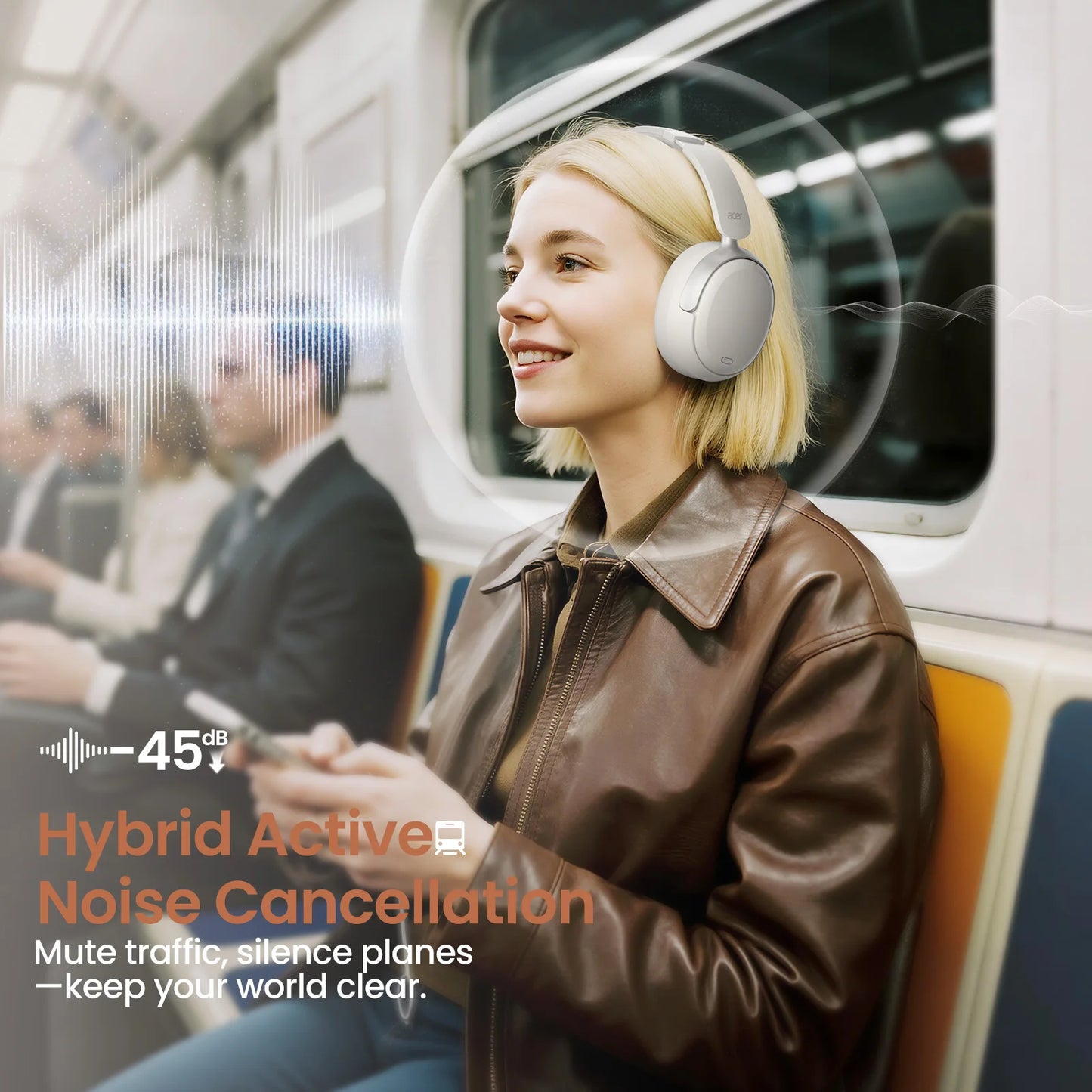 Acer OHR516 ANC Wireless Headphone Noise Cancelling Hi-Res Spatial Audio Earphone Bluetooth Over Ear Headset 40mm Dynamic Driver - Merit Sell