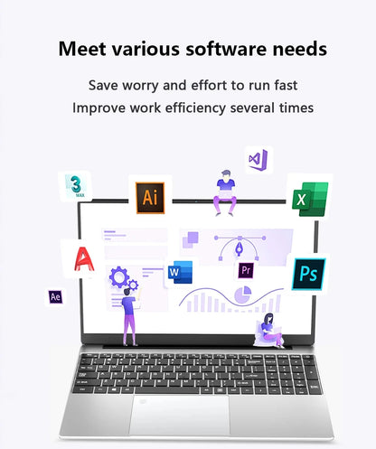 15.6" Intel Core i7 8500Y Laptop Computer PC 16GB DDR4 1TB SSD i7 Laptops Windows 11 Pro Office Fingerprint Unlock Notebook PC