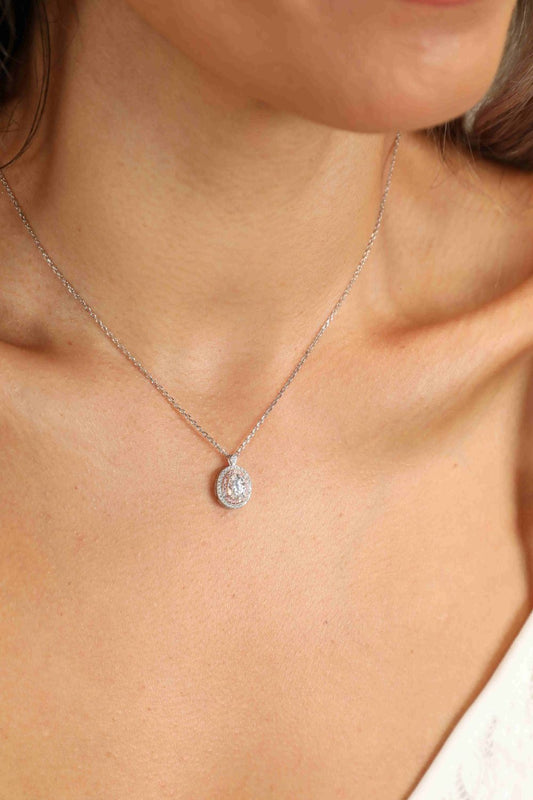 Adored 925 Sterling Silver Rhodium-Plated 1 Carat Moissanite Pendant Necklace - Merit Sell