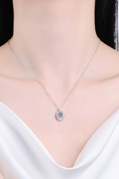 Adored 925 Sterling Silver Rhodium-Plated 1 Carat Moissanite Pendant Necklace - Merit Sell