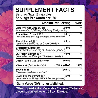 Advanced Eye Vitamin Supplement for Macular Health & Dry Eyes - Improve Eye Fatigue, Stress & Night Vision, Adults Men Women - Merit Sell