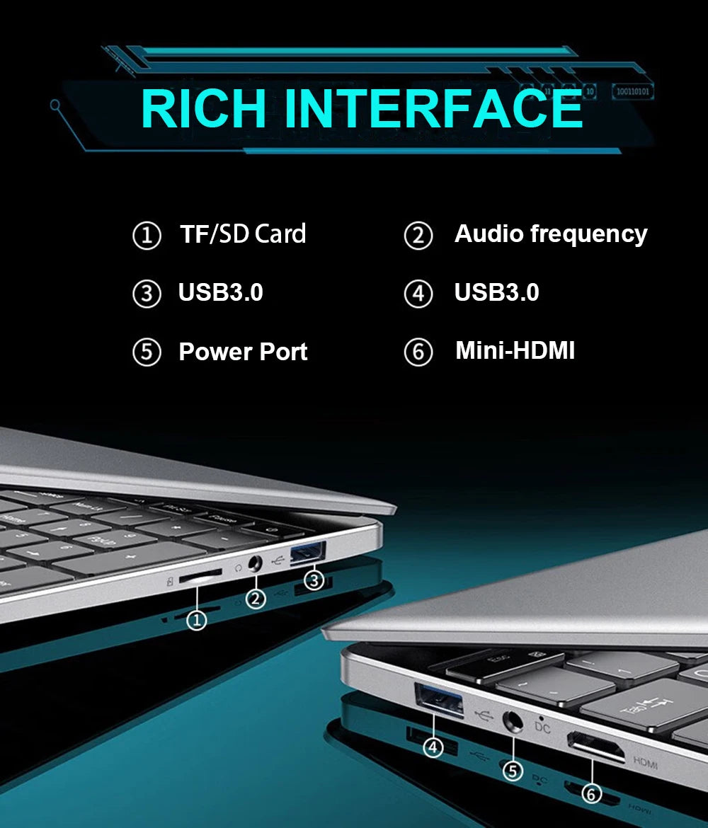 15.6" Intel Core i7 8500Y Laptop Computer PC 16GB DDR4 1TB SSD i7 Laptops Windows 11 Pro Office Fingerprint Unlock Notebook PC