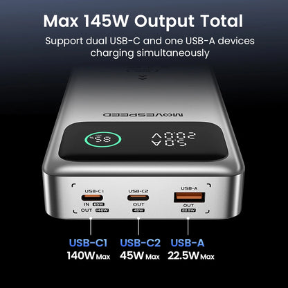 MOVESPEED M25 Pro 140W Power Bank 25000mAh PD3.1 USB-C Fast Charging Powerbank Portable External Battery for MacBook Dell Laptop