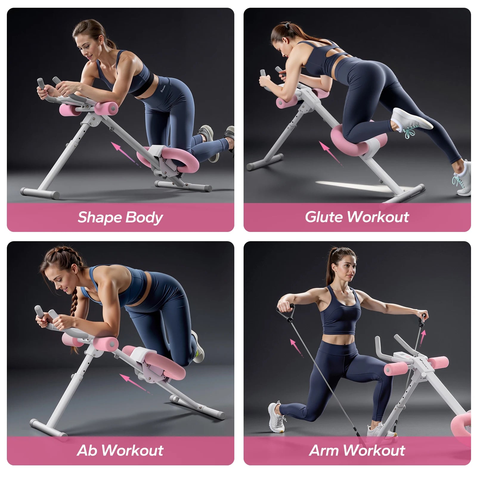 MERACH Ab Machine Adjustable Trainer Workout Foldable Knee Protection Abdominal Exercise Machine Core Ab Exercise System Trainer