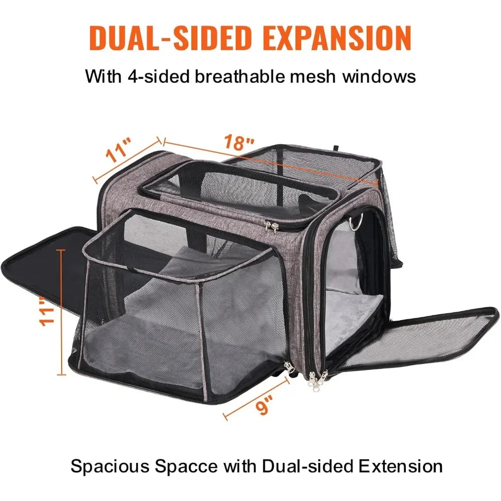 Airline Approved Pet Carrier with Wheels, Expandable Rolling Cat Dog Carrier for Medium Dogs and Cats Under 25LBS, Pet Travel - Merit Sell