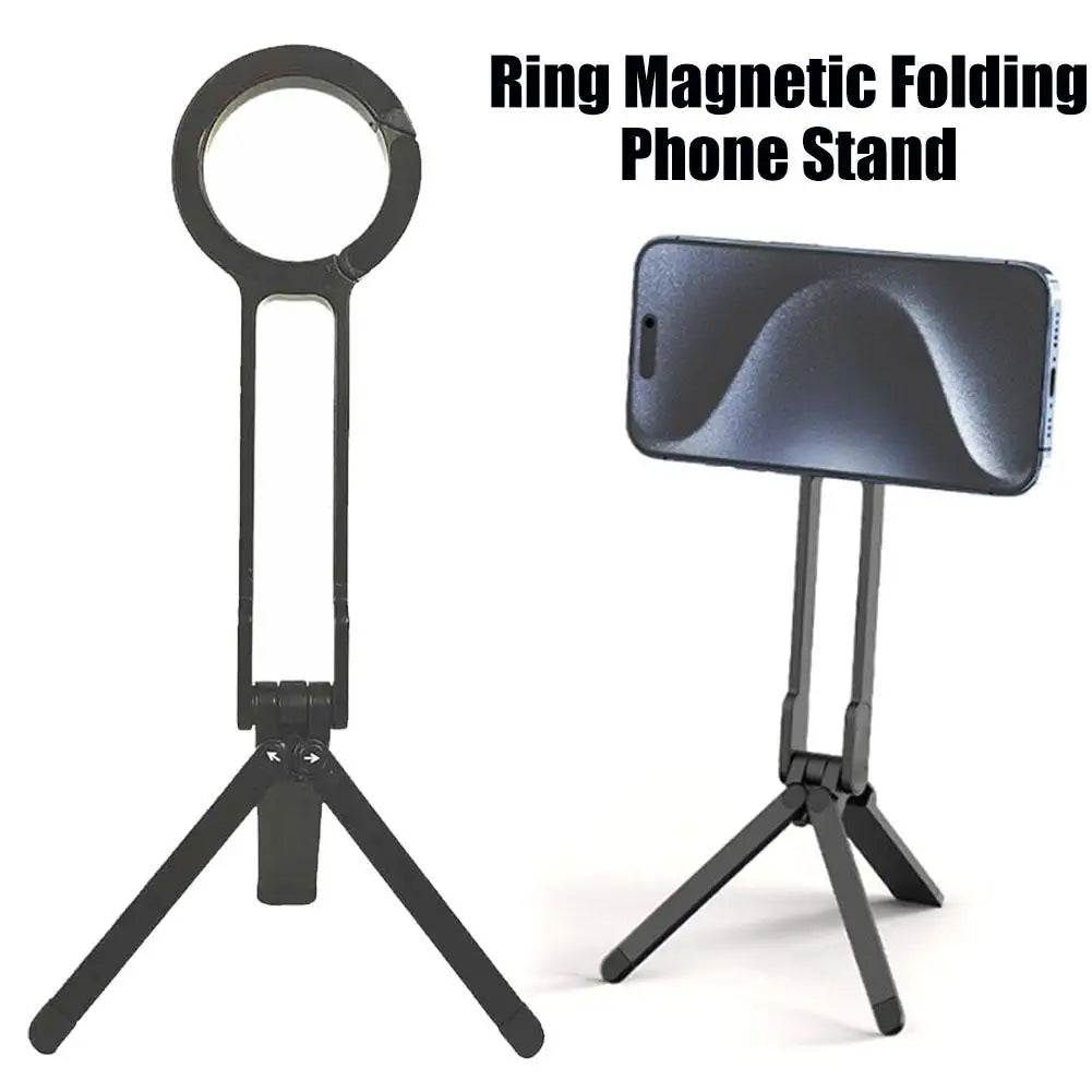 Alloy Phone Tripod Carabiner-Mounted For iPhone Portable Dual-sided Magnetic Tripod Desk Mount Phone Handle Holder - Merit Sell