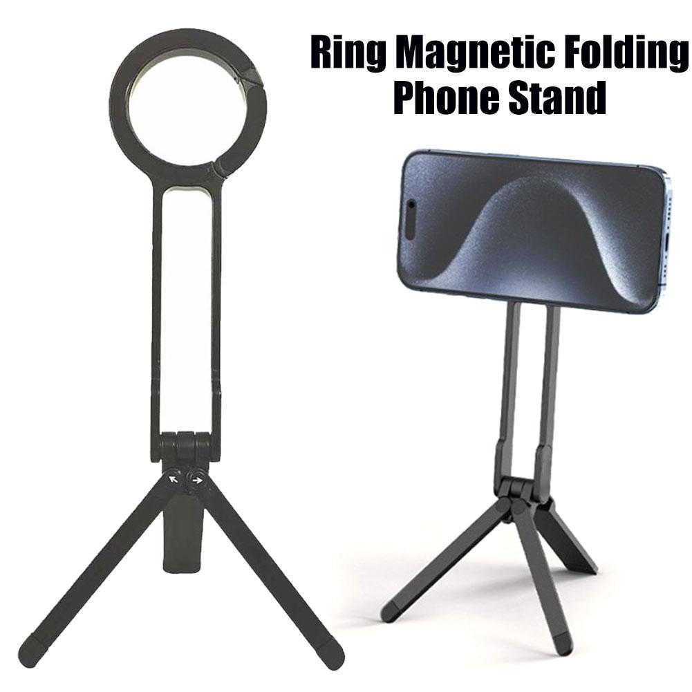Alloy Phone Tripod Carabiner-Mounted For iPhone Portable Dual-sided Magnetic Tripod Desk Mount Phone Handle Holder - Merit Sell