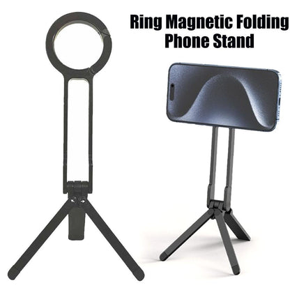 Alloy Phone Tripod Carabiner-Mounted For iPhone Portable Dual-sided Magnetic Tripod Desk Mount Phone Handle Holder - Merit Sell