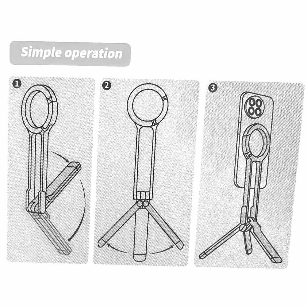 Alloy Phone Tripod Carabiner-Mounted For iPhone Portable Dual-sided Magnetic Tripod Desk Mount Phone Handle Holder - Merit Sell