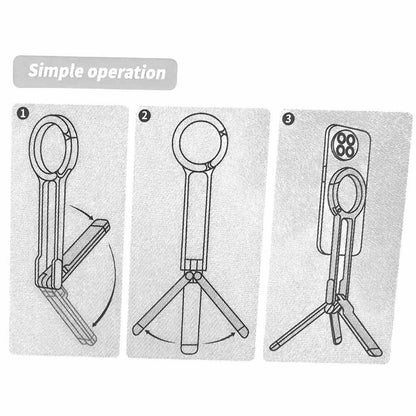 Alloy Phone Tripod Carabiner-Mounted For iPhone Portable Dual-sided Magnetic Tripod Desk Mount Phone Handle Holder - Merit Sell