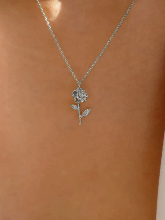Alloy Rose Pendant Necklace - Merit Sell