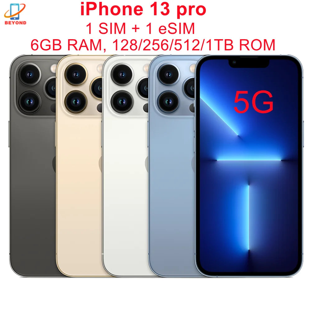 Apple iPhone 13 Pro 128/256/512GB/1TB ROM 6.1" Super Retina OLED RAM 6GB A15 IOS Face ID NFC 5G Smartphone 13pro 95% New Phone - Merit Sell