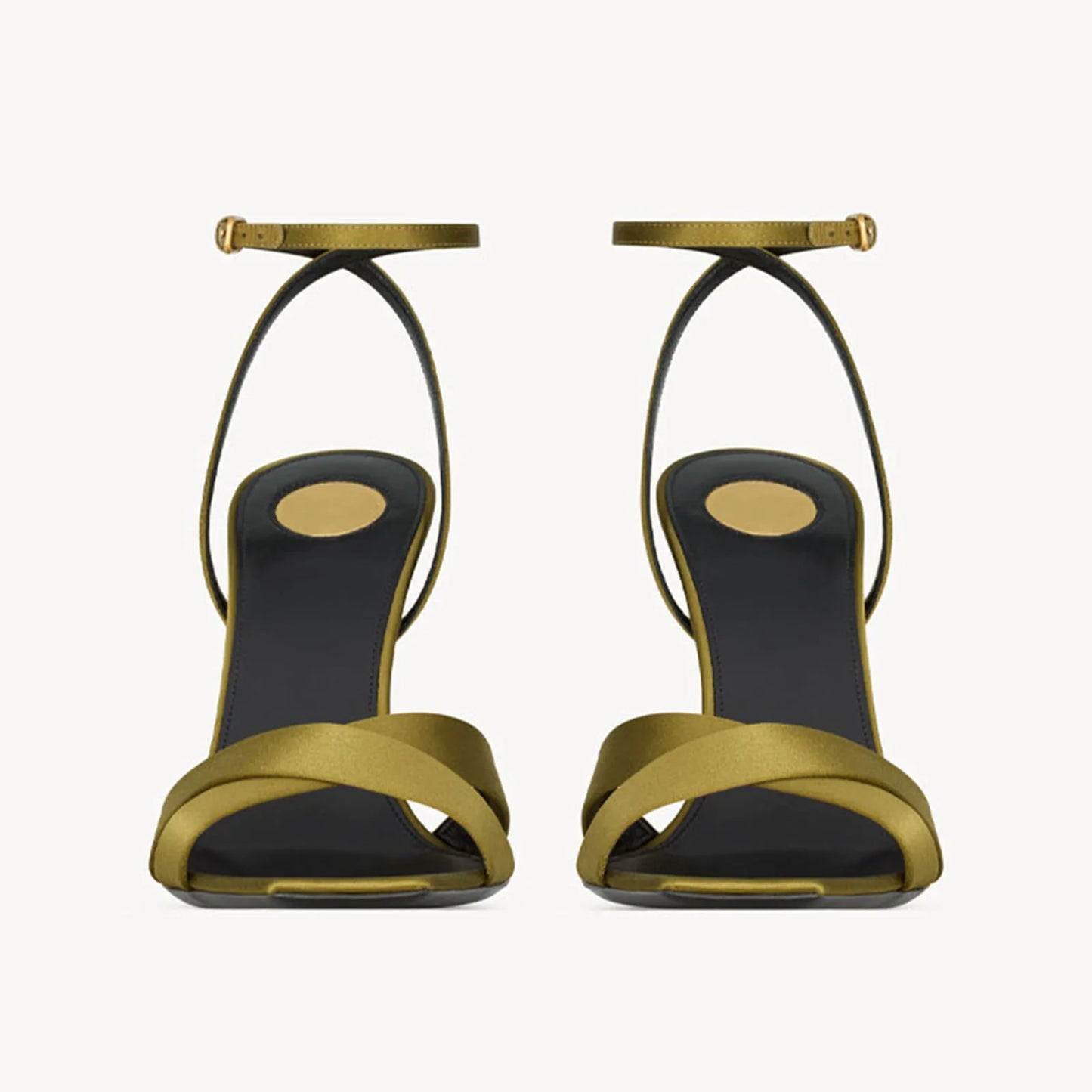 Arden Furtado 2025 Summer Satin Wedges Round Toe Belt buckle Super high heel Mixed Colors word-cingulate sandals large size - Merit Sell